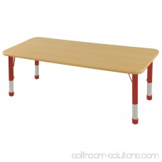ECR4Kids 30in x 60in Rectangle Everyday T-Mold Adjustable Activity Table Maple/Red - Toddler Swivel